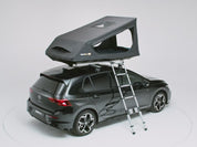 [autoplay] A 360 video of the TentBox GO roof tent on the roof of a black vehicle. 