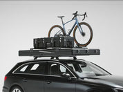 A 360 video of the  TentBox Cargo 2.0  roof tent loaded with cargo bars open and closed on top of a car [autoplay]