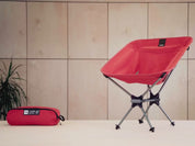 [autoplay] A video showig a closeup of the TentBox Camping Chair in red, complete with storage pockets