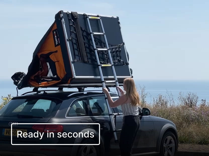 TentBox Lite XL opening with text overlay "Ready in seconds". [autoplay]