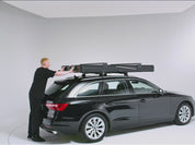 A 360 video of the  TentBox Cargo 2.0  roof tent being opened on top of a car [autoplay]