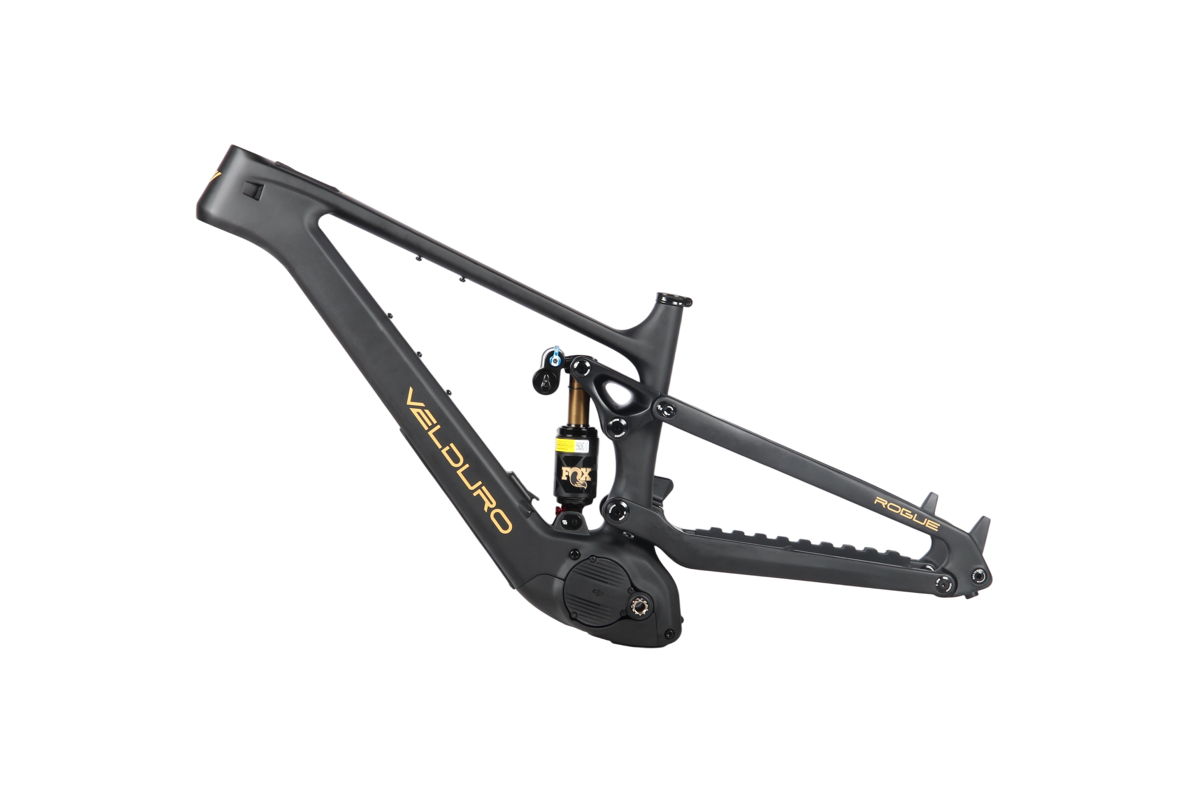 Velduro Rogue carbon e-enduro frame with FOX Float X2 Factory shock