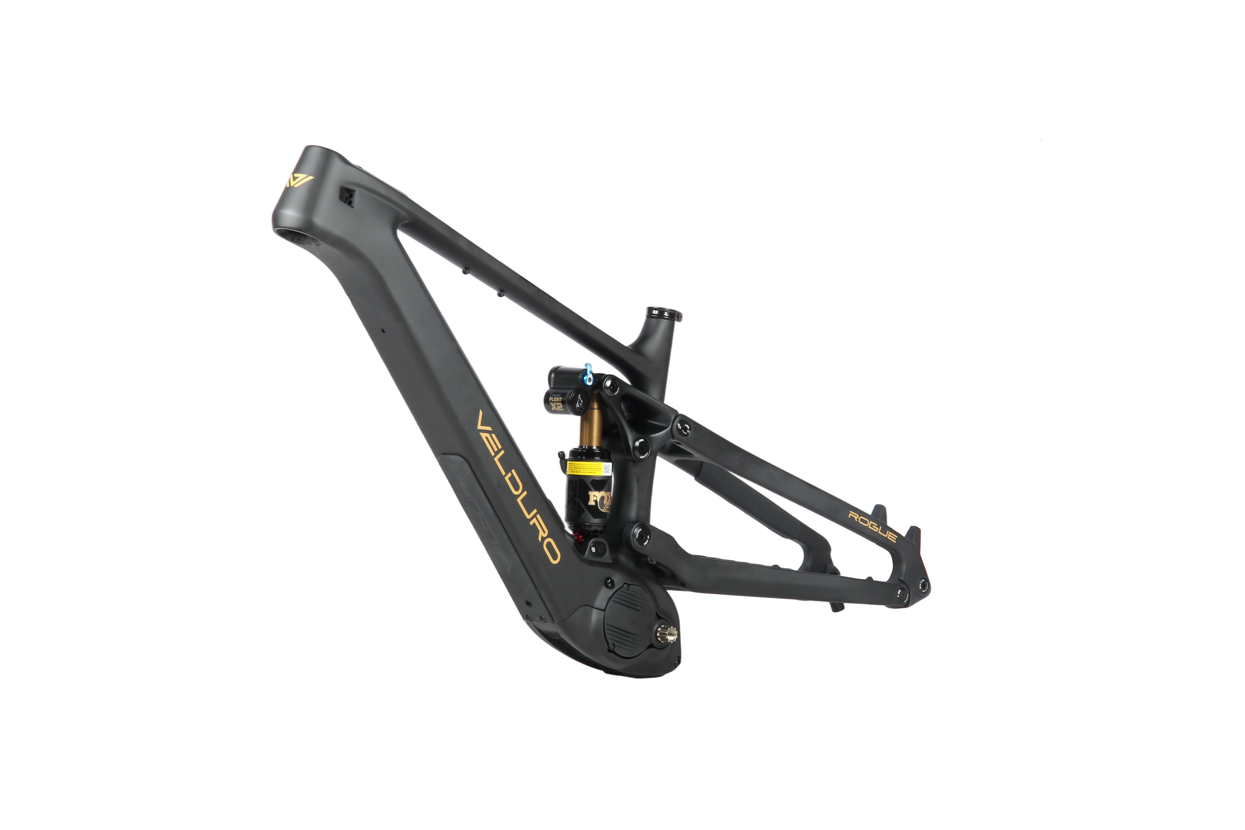 Velduro Rogue carbon e-enduro frame with FOX Float X2 Factory shock