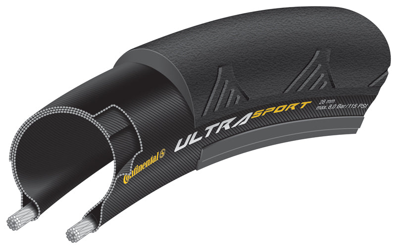 700c Continental Ultra Sport Tyre in Black (Folding)
